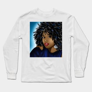 black woman digital art drawing Long Sleeve T-Shirt